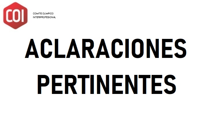 ACLARACIONES PERTINENTES